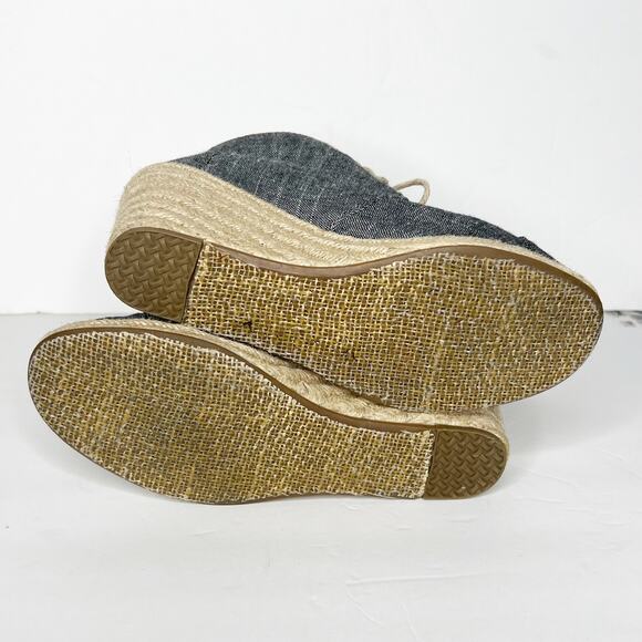 TOMS Desert Chambray Wedge Chukka Bootie Lace-Up Espadrille Gray Size Womens 6 - Picture 9 of 13